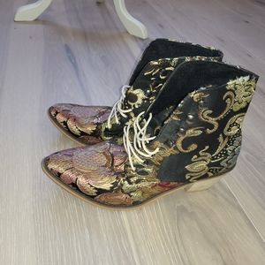 Metallic floral boots
